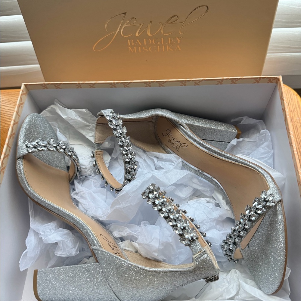 Elegant Silver Glitter Women's Heels